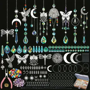 460 Piece DIY Owl Sun Catcher Kit, Sunflower Sun Catcher Making Materials, Adult Art Craft Supplies, Hanging Prism Sun Catcher with Crystal Ball, Outdoor Wind Chimes, Decorative Design