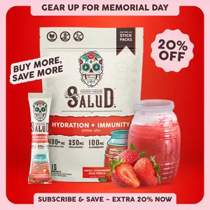 Salud 2-in-1 [Hydration + Immunity - Fresa | Strawberry ] Electrolytes Powder, Agua Fresca Drink Mix, Elderberry, Dairy & Soy Free, Non-GMO, Gluten Free, Vegan, Low Calorie, 1g Sugar (15 Servings)