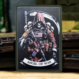 Angel Of War Pattern Tactical Patch, Military Armband PVC Printed Hook and Loop Patches, Backpack Sticker, Sewing Supplies, Halloween