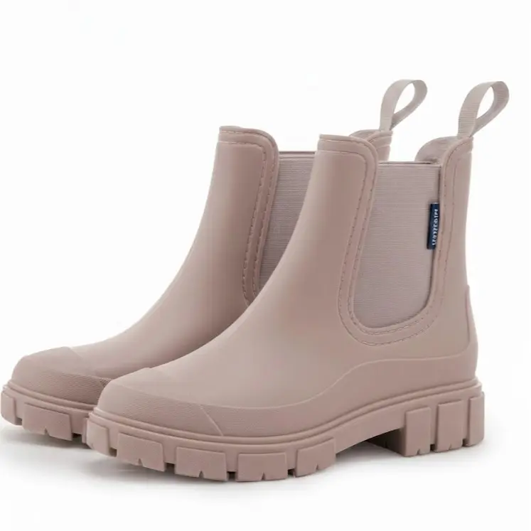 Women's Chelsea Ankle Rain Boots, Waterproof Pull-on Walking Shoes, Non-slip Footwear for Work, School, and Walks., Great For Work, School, And Walks