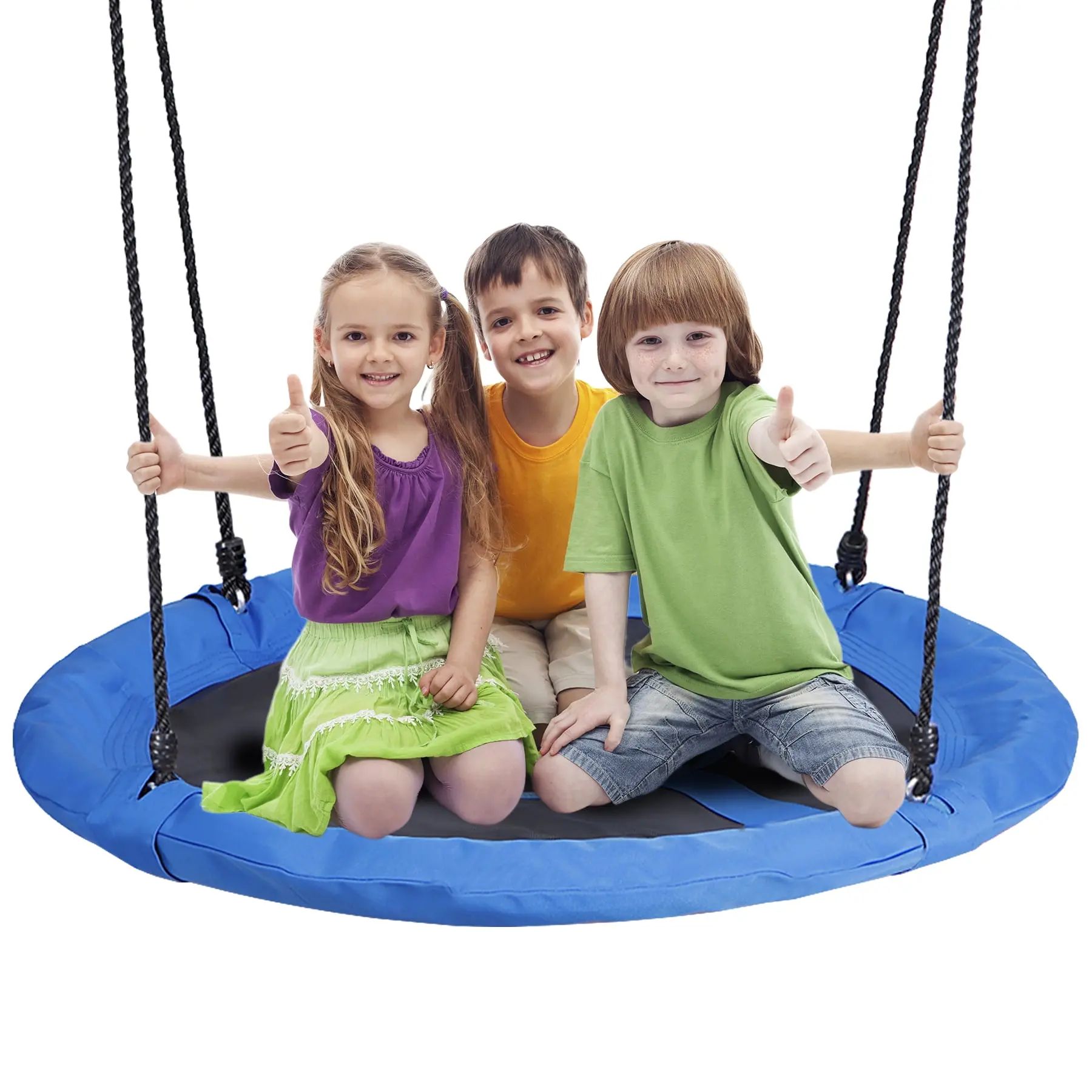 Segawe 48-Inch Heavy Duty 360-Degree Rotatable Saucer Swing, Outdoor Web Tree Swing with Adjustable Hanging Ropes, for Kids (Blue), Outdoor Kids Stuff, Kids Outdoor Play