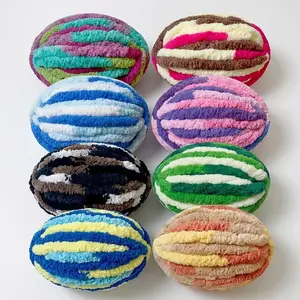 2 Pack Super Chunky Chenille Yarn, Jumbo Soft Thick Yarn for Finger Knitting, DIY Blanket, Pillow, Pet Bed, Arm Knitting Yarn for Beginners, No Needles Needed, Colorful Aesthetic Craft Yarn for Home Decor Gift
