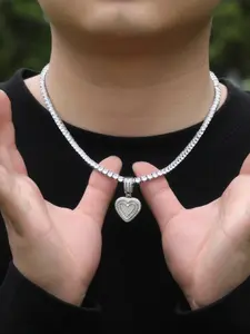 Heart Lockbone Necklace, Metal Hip Hop Accessory, Sweater Chain Pendant, Women's Fashion Jewelry, Unique Style, Heart Design Necklace