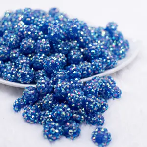 12mm Royal Blue Streak Rhinestone AB Bubblegum Beads