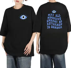 "May All Negative Energy Be Returned To Sender" Evil Eye T-Shirt, Two-Sided Spiritual Tee