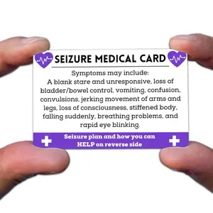 Seizure Awareness Medical Card Metal Core for Wallet Waterproof with Symptoms and Seizure Plan Details