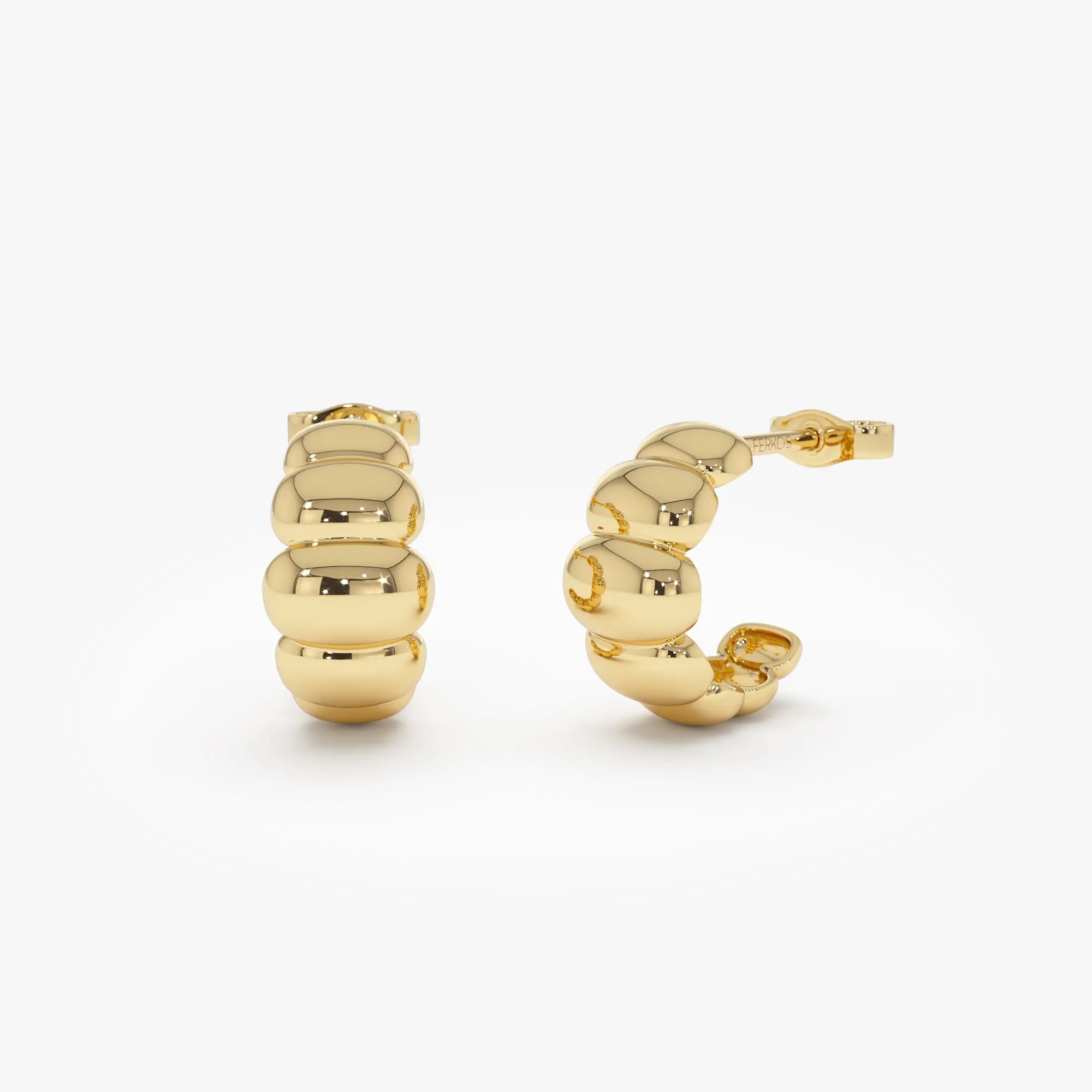 14k Gold Chuncky Bubble Hoop Earrings