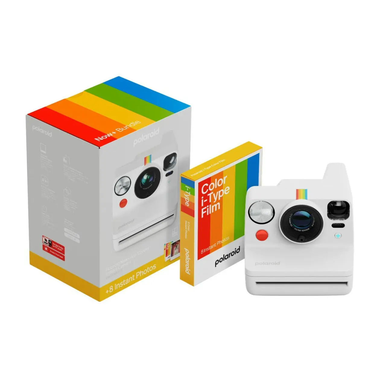 Polaroid Now Plus Generation 3 Manual Instant Camera Bundle - White, 40% Recycled Materials, App Connect, Color Film (8 Instant Photographs)