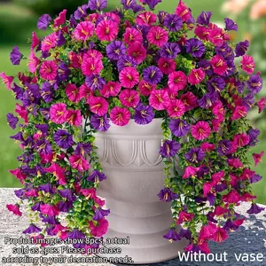 2pcs Artificial Hanging Vines, Artificial Hanging Flowers, Eucalyptus & Petunias, Realistic Faux Decorative Greenery Garlands for Wall Decor, Indoor/outdoor Use, Spring Summer Decor