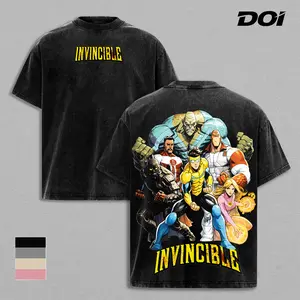 Invincible Team Superhero Graphic Tee, Mark Grayson & Guardians Vintage Washed Shirt, Comic Universe Unisex Streetwear, Viltrumite Power Group Design, Heavyweight Cotton Oversized Tee, Gift for Invincible Fans
