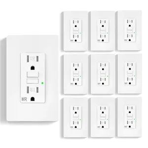 10-Pack GFCI Outlet 15 Amp, Self-Test GFI Electrical Receptacle with LED Indicato, Tamper & Weather Resistant (TR/WR), UL Listed, LED , Wall Plate Included,Screwless Matte White