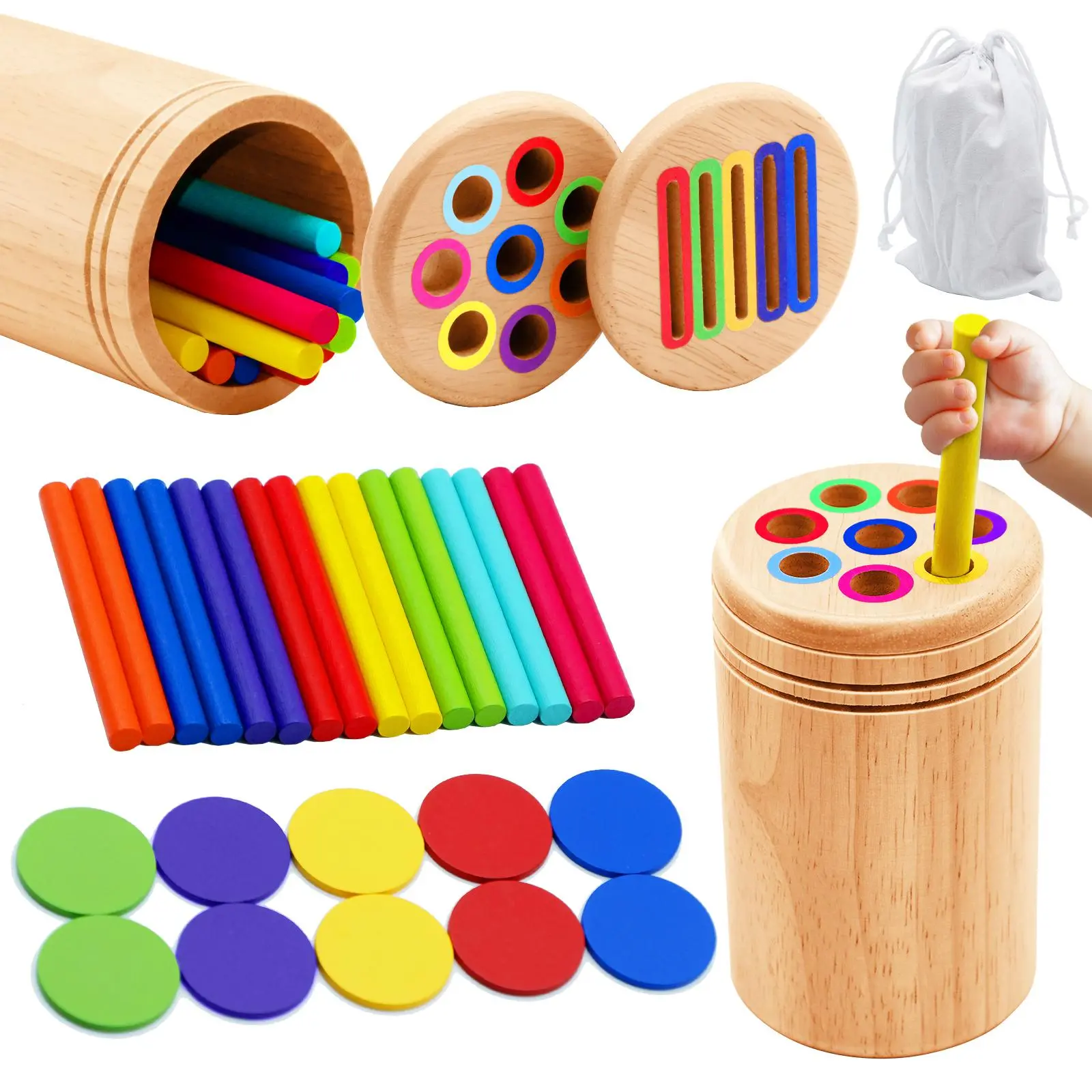 Wooden Educational Toy, 1 Set Montessori Colors Shape Sorting Toy, Shape Sorter, Learning Activities, Fine Motor Skills Sensory Toy, Play Sensory Activity Board, Multi Activity Playset, Preschool Busy Board