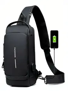Men's Multifunction Anti-Theft Lock Sling Backpack, Versatile Bag, USB Charging Port, Ideal for Travel & Daily Use, Perfect Commute Accessory, Travel Essentials