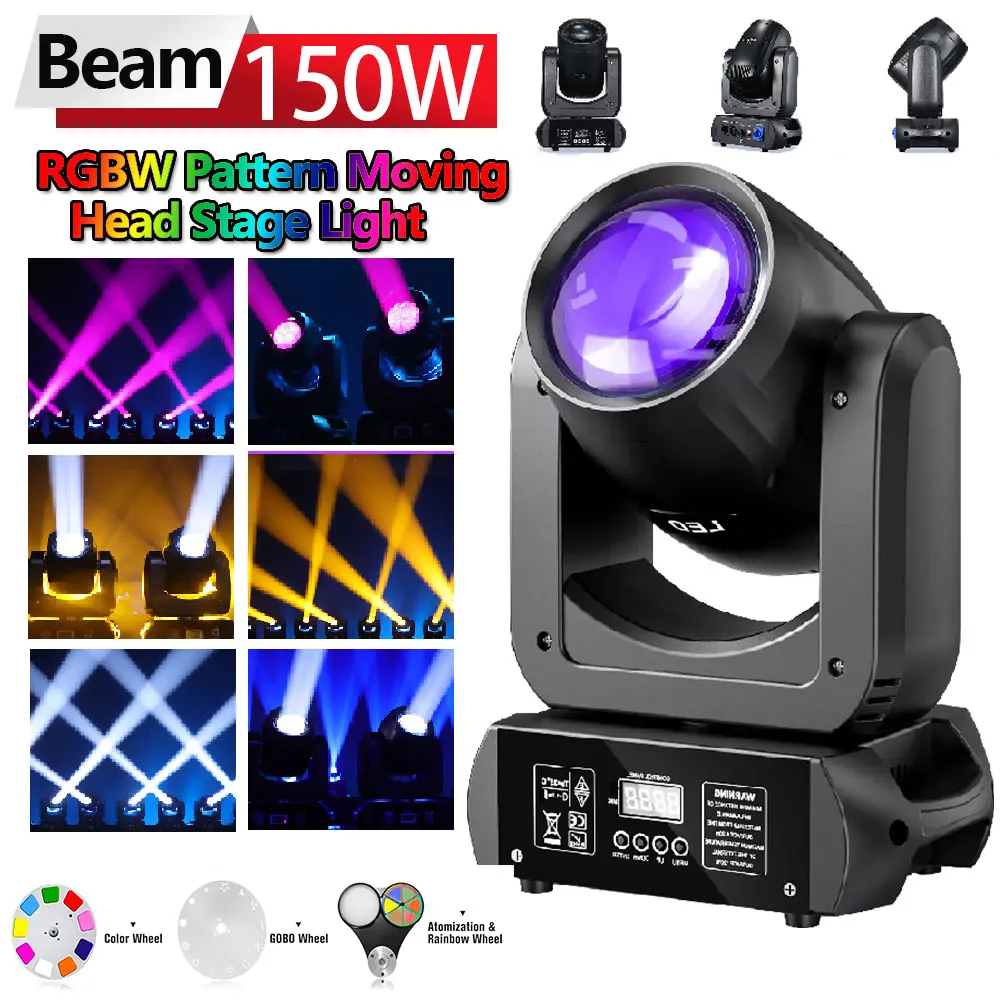 150W Power Smart LED Moving Head Ceiling Beam Light, 8 Gobos, 8 Colors, DMX512, Auto Mode, Voice Control Device, Rotating for Wedding, Party, Stage Lighting, Smart Led Lighting, Moving Head Ceiling Lighting