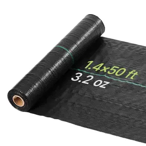 【FathersDayGift】VEVOR Weed Barrier Fabric Heavy Duty, 1.4x50FT 3.2oz Landscape Fabric, Woven Weed Blocker Fabrics, Garden Fabrics Weeds Barrier, Weeds Control Ground Cover, Geotextile Webbing, Gardening Mat, Black