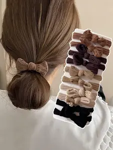 10pcs High Elastic Bowknot Hair Ties, Seamless Thick Hair Bands, Stretchy Hair Scrunchies, Non-Damaging Ponytail Holders, Hair Accessories