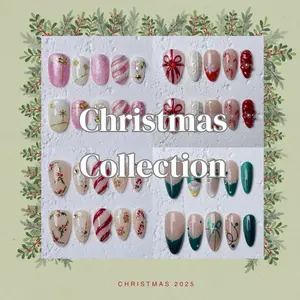 [Christmas Collection] Handmade Press on Nails, Fake Nails with Nail tool kit with Jelly Stickers, Reusable, Durable
