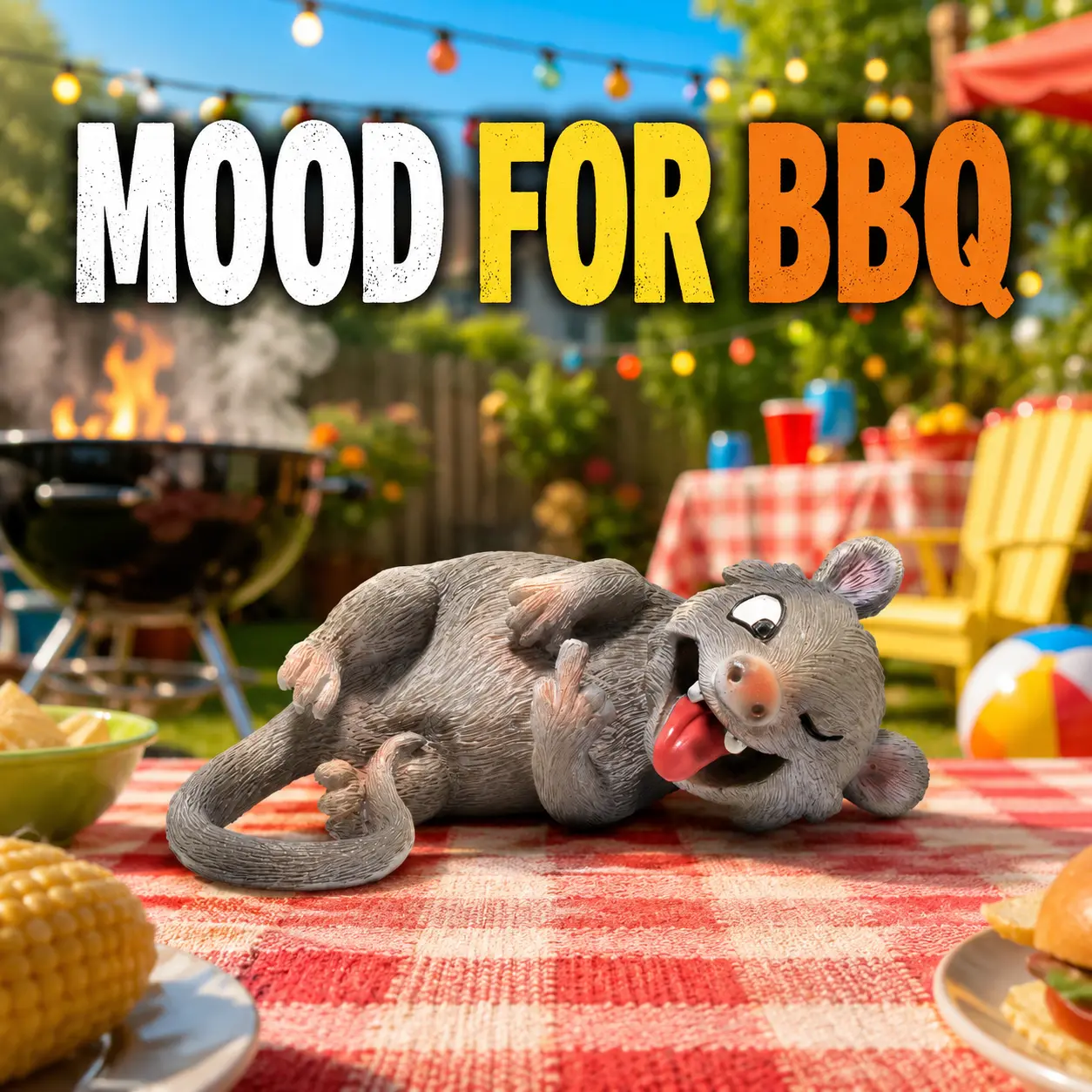 Hodao 2026 Summer Vibe Humorous Middle Finger Sassy Opossum Resin Animal Sculpture - Collectible Statue, Creative Desktop Ornament, 4th of July Gift, Resin Animal Sculptures, Decor Ornaments