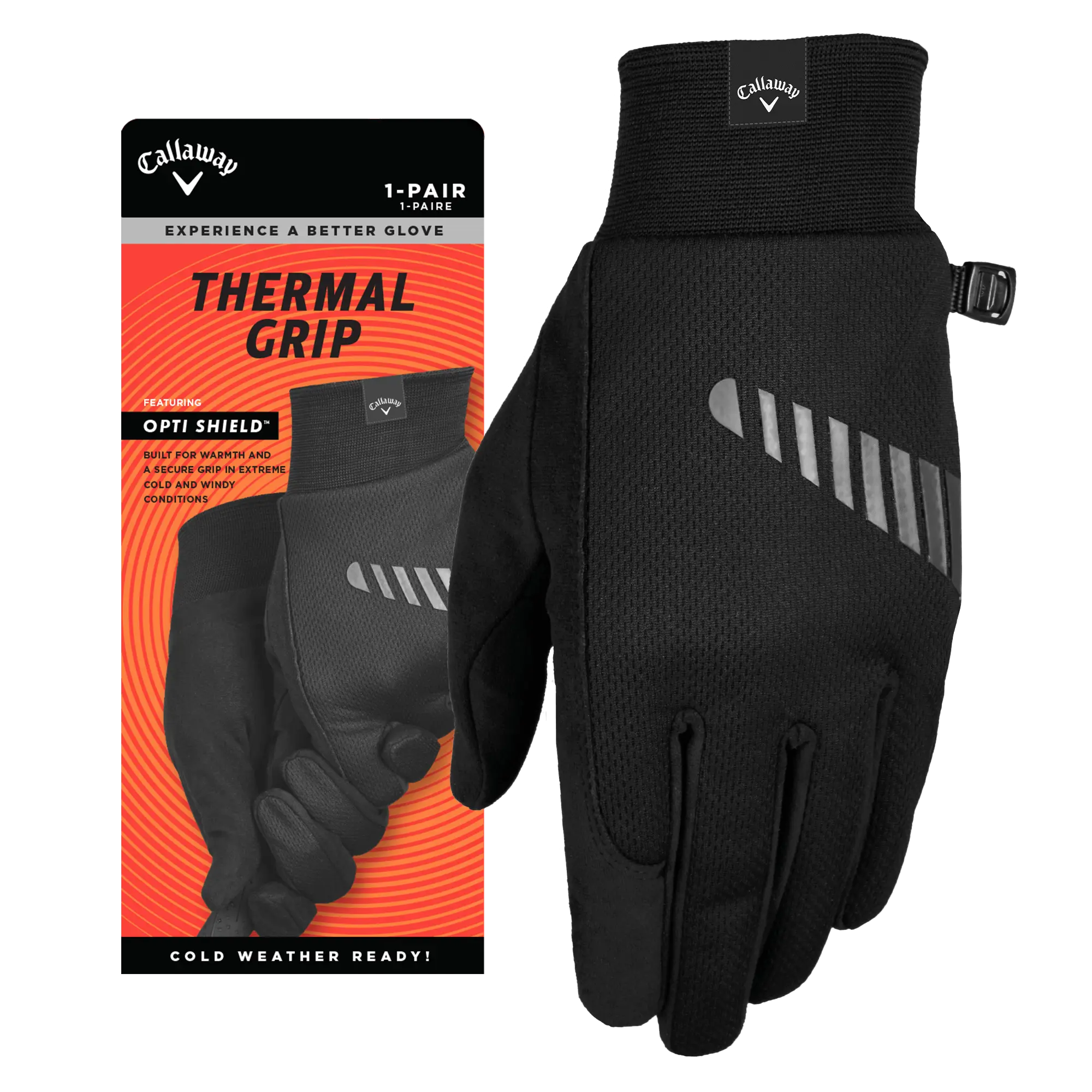 Callaway Golf Women's Thermal Grip Golf Gloves (Pair) in Black | Size: Large