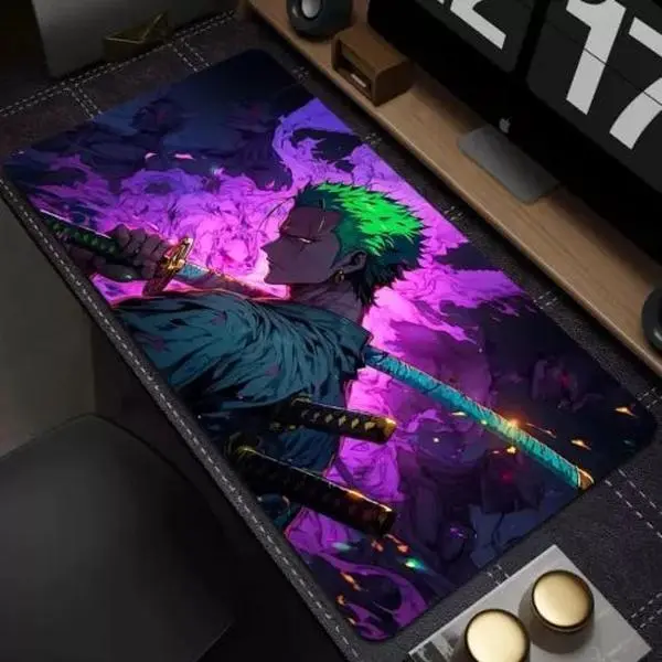 New L-XXL Large Paint Anime Zoro Anti-Slip Mouse Pad Gaming Keyboard Desk PC Big Mat, Anime Mouse Pad, Desk Mat, PC Accessories