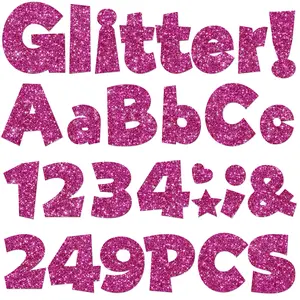 249 Pcs Glitter Bulletin Board Letters Numbers and Punctuation, 4 Inch Alphabet Poster Board Cardboard Letter Cutouts with Adhesive Dots for Classroom Bulletin Board School Decorations