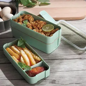 Japanese Straw Lunch Box Cute Girl Style Elementary School Lunch Box Office Worker Three Layer Portable Set Plastic Bento Box