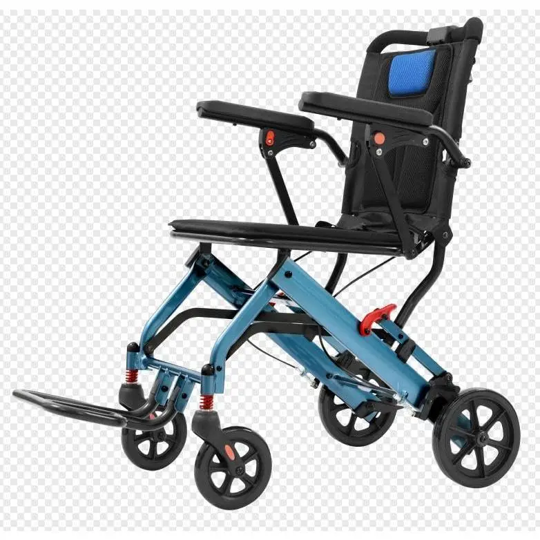 Ultra-Lightweight Folding Transport Wheelchair for Adults – 16" Wide Seat – Aircraft-Grade Aluminum Frame – Removable Reversible Armrests – Swing-Away Footrests – 8" PVC Rear Wheels – Dual Handbrakes – Comfortable, Durable Mobility Aid, Foldable