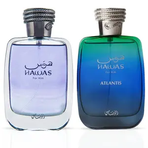 Hawas for Him & Hawas Atlantis Eau de Parfum Sprays 100ml (3.4 oz) by Rasasi (Bundle)