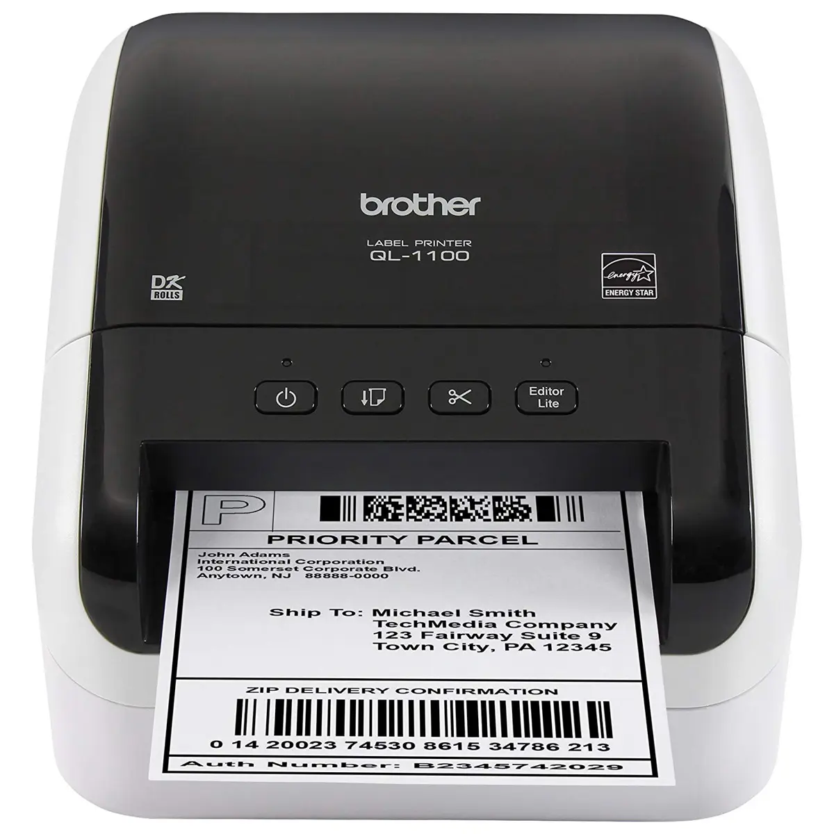 Brother QL1100 Wide Format Professional Label Printer, 4.09" Label Width, 69 Labels Per Min Print Speed, 300x300 dpi Resolution, Black & White