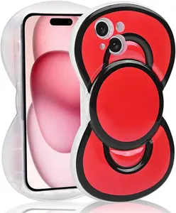 Cute Cases for iPhone 11, 3D Bow Shaped Phone Cover Soft Silicone Protective Phone Case for Girls Women Red