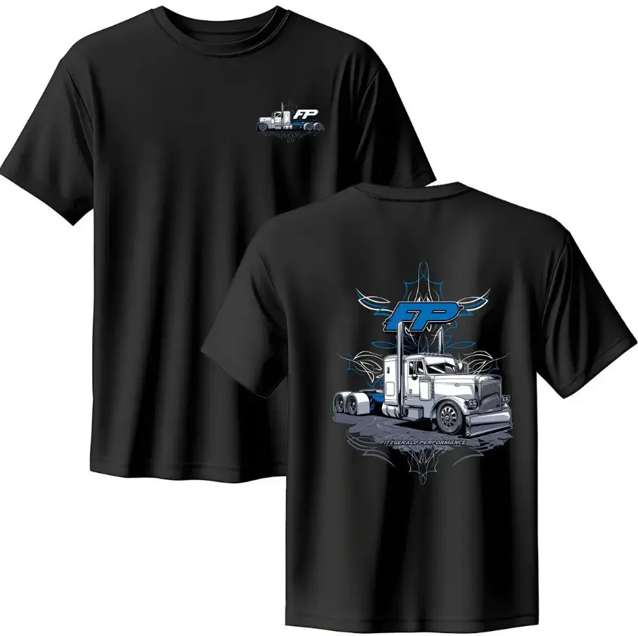 Custom Semi Truck Graphic Tee - Fitzgerald Performance Inspired, Diesel Truck Streetwear, Unisex Casual Crewneck, Perfect Gift for Truckers,Full Size, Full Color