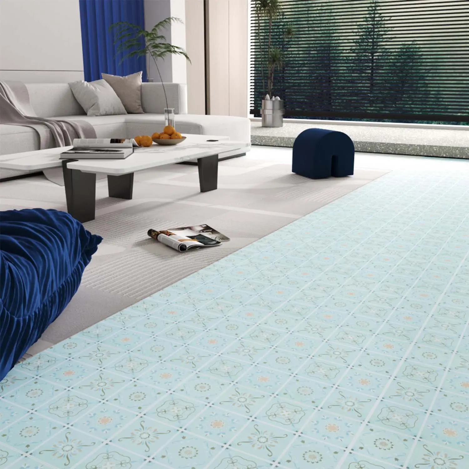 Jeedeson Water Resistant Sheet Vinyl Flooring Roll - Self-Adhesive, 196.85in L×23.62in W Roll Size, 0.023in T Durability Design for Residential, Kitchens