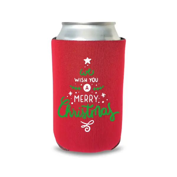 Christmas Can Coolers, We Wish You A Merry Christmas Coolies, Christmas Party Gifts, Happy Holidays Beer Hugger