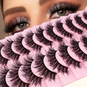 10 Pairs Fluffy Cat Eye False Eyelashes, Soft and Natural Look, Perfect for Daily Wear and Special Occasions, Easy to Apply