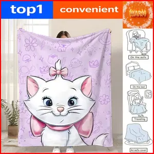 Character Marie Throw Coral Fleece Throw Blanket for Sofa Bed Couch Living Room Bedroom Home Decor All Season Machine Washable Lightweight Portable Travel Office Nap Adults Kids Gift Bed Sofa Dorm Hotel