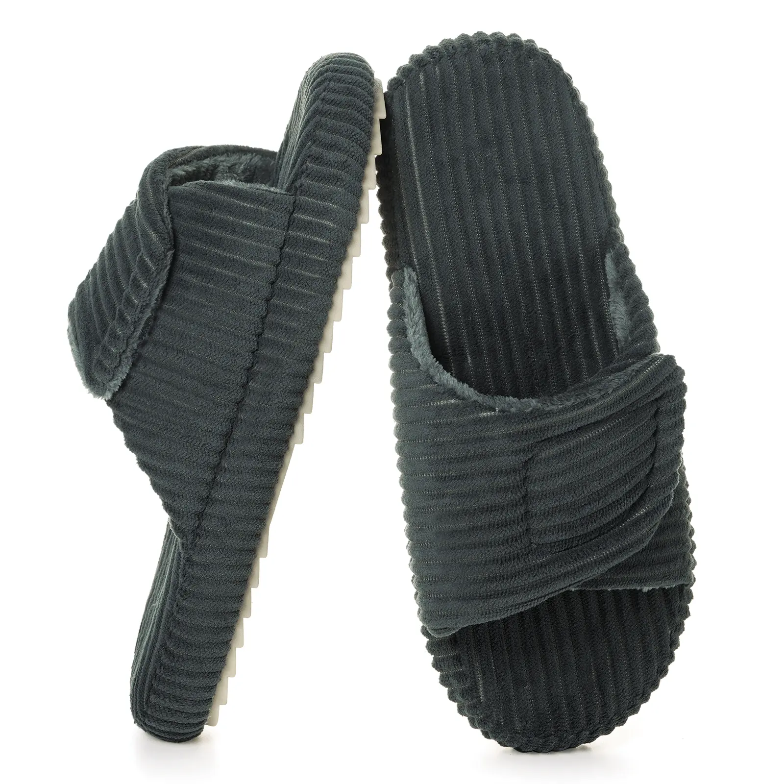 Women's Orthopedic Slippers with Arch Support Comfy Adjustable Memory Foam Open Toe House Slippers Bedroom Shoes for Plantar Fasciitis Indoor Outdoor