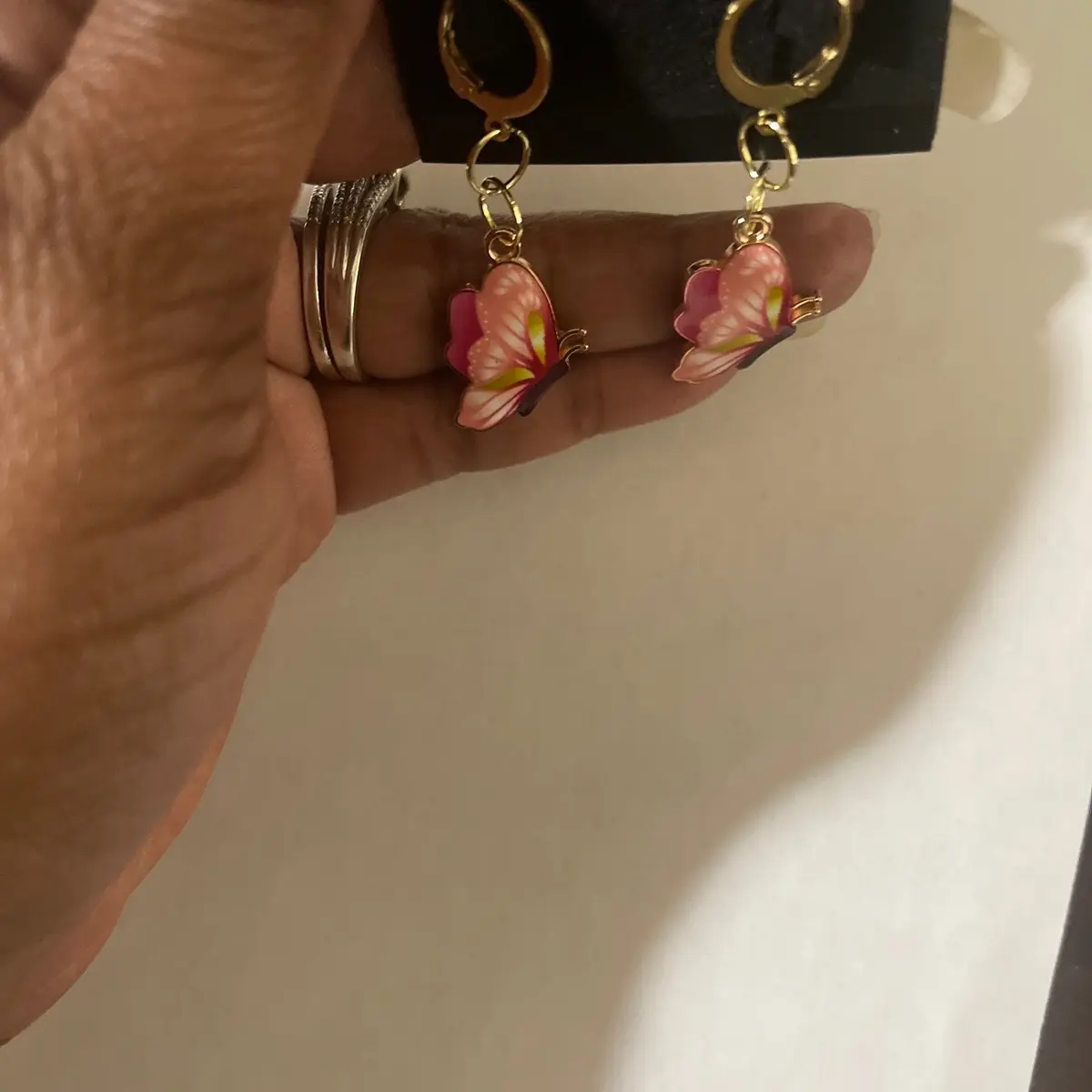 Half butterfly earrings gold stainless steel