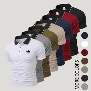 Men’s classic black collar short-sleeve polo shirt — casual slim fit, suitable for business and golf, breathable pique fabric for everyday wear and business.