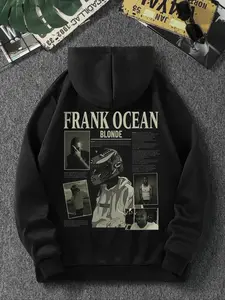 Men's Frank Ocean Letter Print Graphic Hoodie, Regular Fit Streetwear
