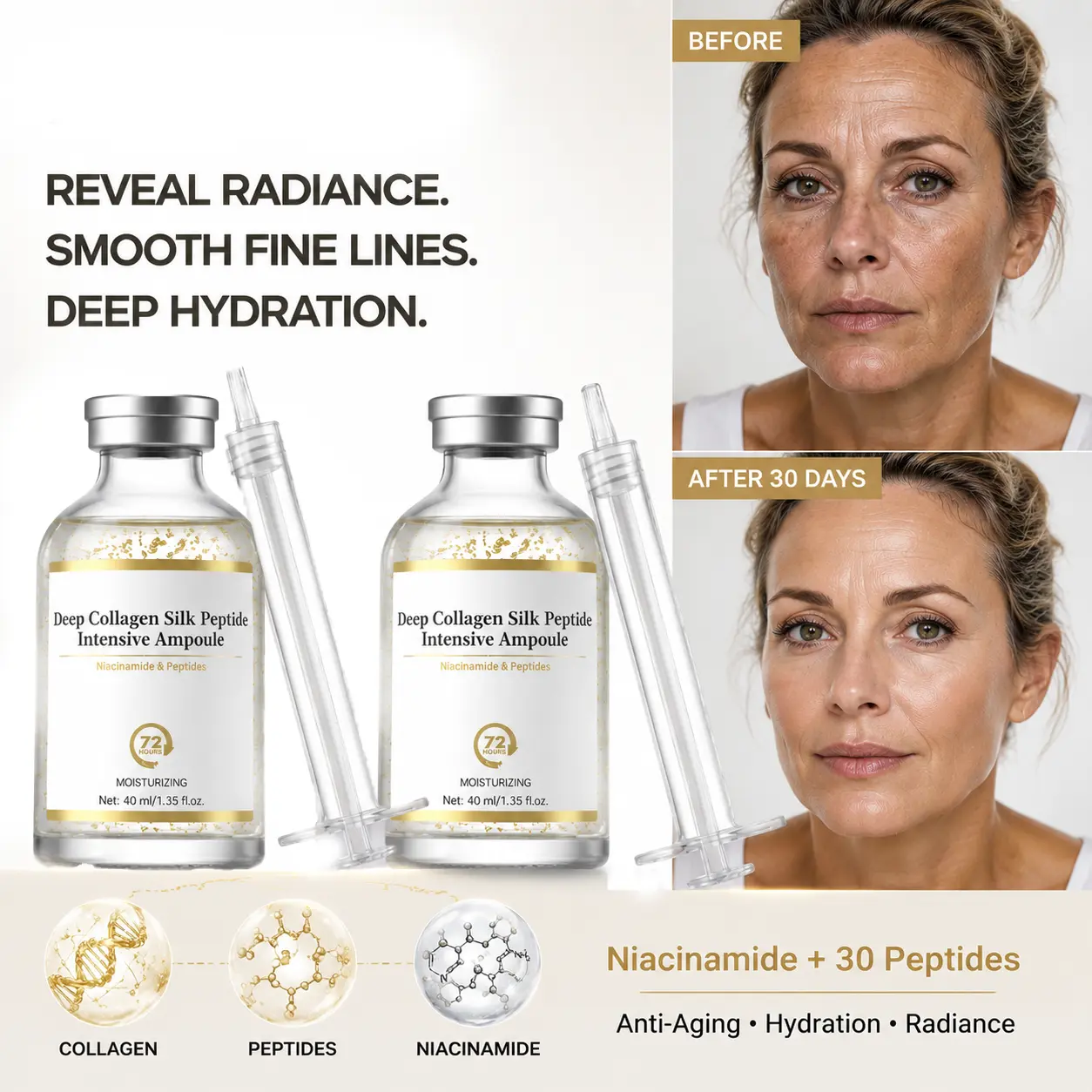 2pcs  Silk Lifting Peptide Ampoule | Wrinkle Care | Face-Lift at Home serum with Peptides & Deep Collagen | Plumping, Smooth, Anti aging Korean Skincare mothers day gift ideas (30ml)