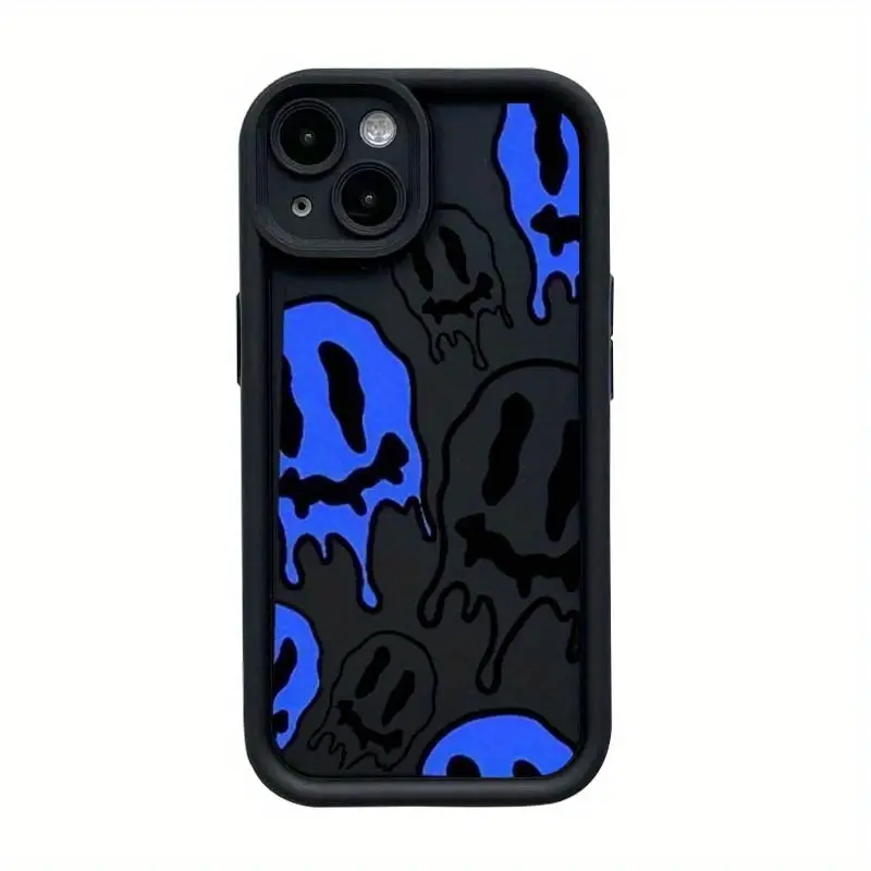 Edgy Blue-Black Ghost Protective Cellphone Case - Luxurious, Stylish Heart Shape Casing Cover, Shockproof Accessory for iPhone 16/15/14/13/12/11 Devices