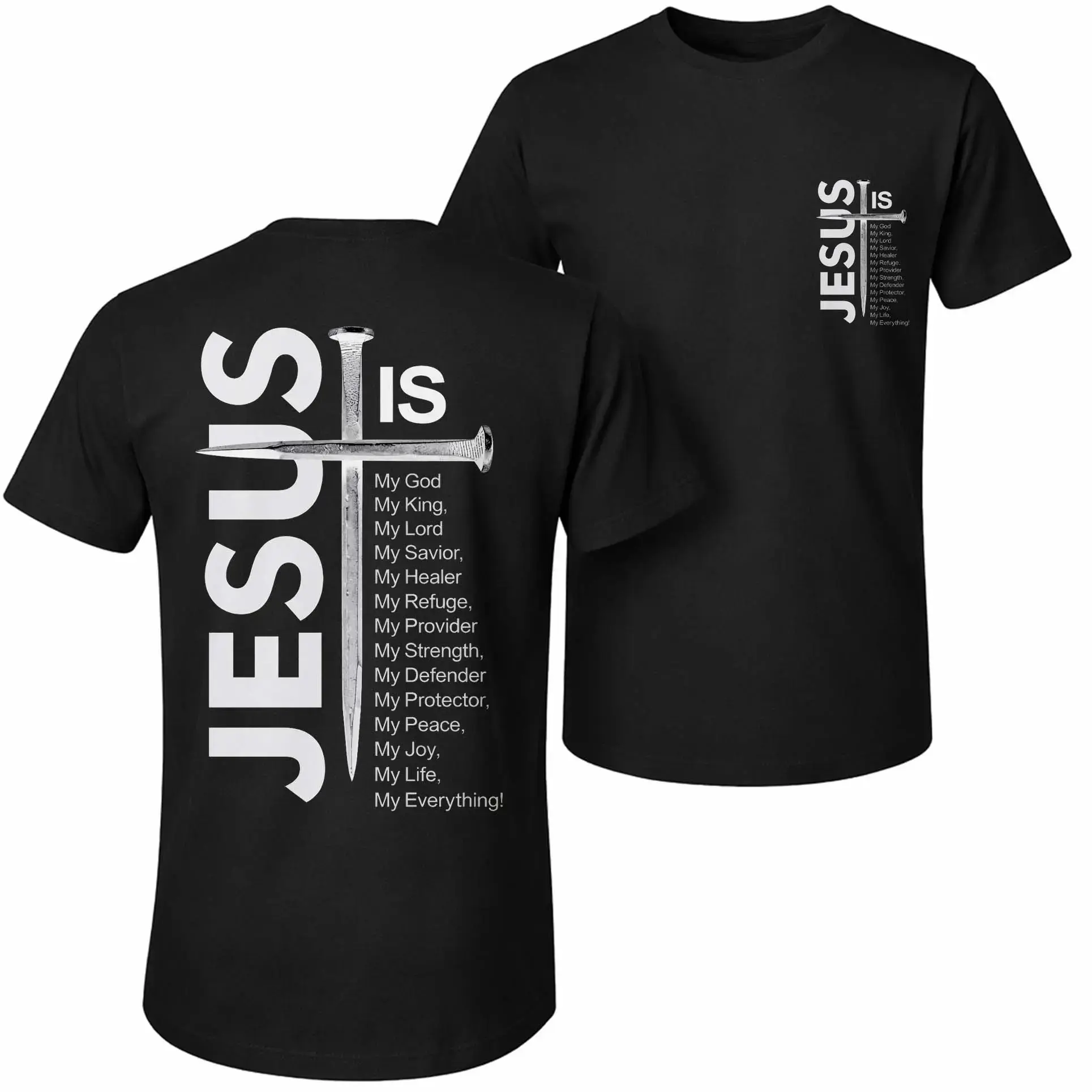 Men's Pure Cotton Short-Sleeve Graphic Menswear Top - Jesus and The Cross Print, Casual Loose Relaxed Fit, Classic Crew-Neck, Soft Breathable Fabric, Streetwear Outfits for Spring Summer Outdoor Fun