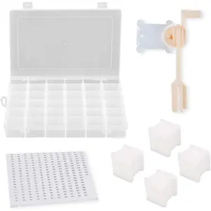 Embroidery Floss Organizer Box with 100 Plastic Bobbins– 36 Compartment Thread Organizer for Needlework Storage