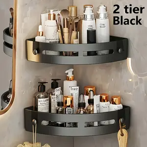 2pcs Bathroom Corner Shelf No Drilling, Triangle Design, Space Saving, Multifunctional Storage Solution, Bathroom Organizer for Shower and Bathrooms