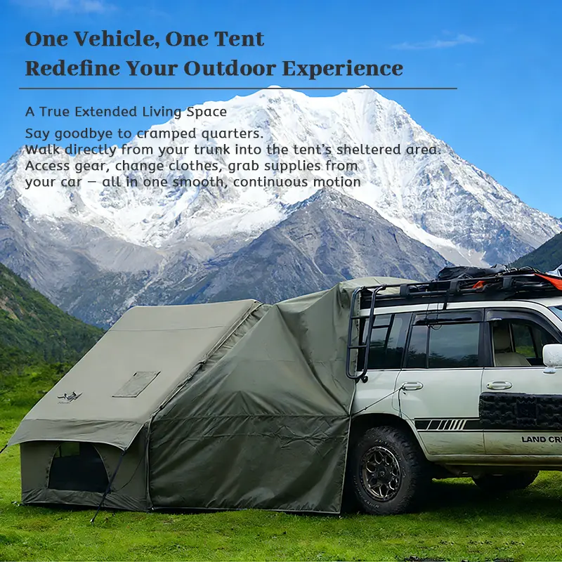 PAKICETUS Inflatable SUV Tailgate Shelter, Quick Setup Car Trunk Solution with Pump, 4-6 Person Camping Tents, Breathable Mesh Airflow, Windproof Oxford Awning Tunnel Canopy Multi-Person Tunnel Tents for Summer Glamping & Car Camping, Tents For Camping