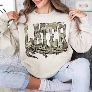 Funny Alligator Sarcastic Oldschool Camo Unisex Sweater, Later Gator Camo Unisex Shirt for Men and Women - Meyer Nest