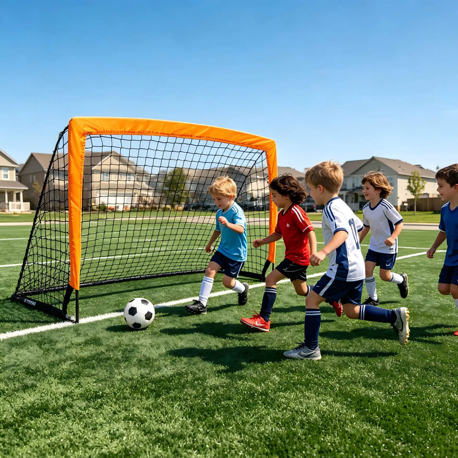 Pop Up Soccer Goal Set of 2, Portable Soccer Nets for Backyard, Foldable Football Training Goals with Carrying Bag, Outdoor Sports Practice Net for Kids Teens Adults, Orange