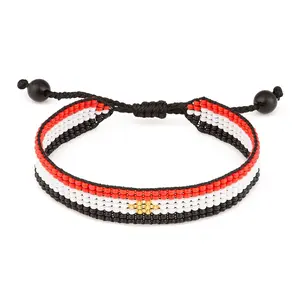 Egypt Flag Bracelet: Handmade Adjustable Beaded Wristband