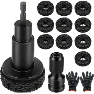 Wheel Hub Cleaning Tool Set, Includes 10 Pads Holder & Adapter for Power Drill & 1/2"  Wrenches  Hub & Rotor Resurfacing Quick Rust Removal