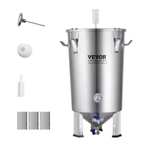 fathersdaygift VEVOR 304 Stainless Steel Kettle, 8 GALLON Beer Brew Fermentor, Brew Bucket Fermentor for Brewing, Home Brewing Supplies with Base, Kettle Stock Pot Includes Lid, Handle, Valve, Spigot, Thermometer